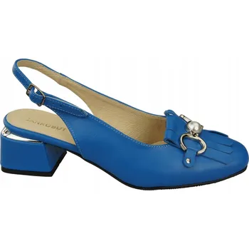 Dámská obuv Dámské sandály modré zdobené třásněmi z přírodní kůže 208