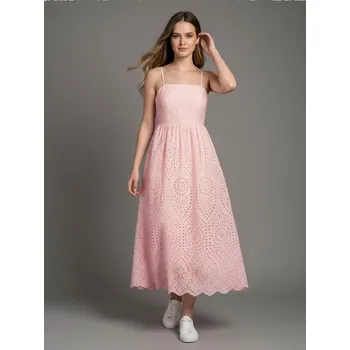 Dámské šaty Sinsay - Midi ažurové šaty - pastelová růžová - 514DA-03X - 514DA-03X-XXL