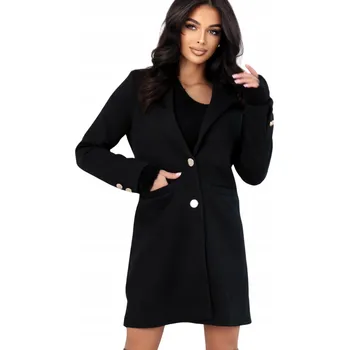 Dámský kabát Dámský krátký jarní elegantní kabát diplomatka bez kapuce černý XL