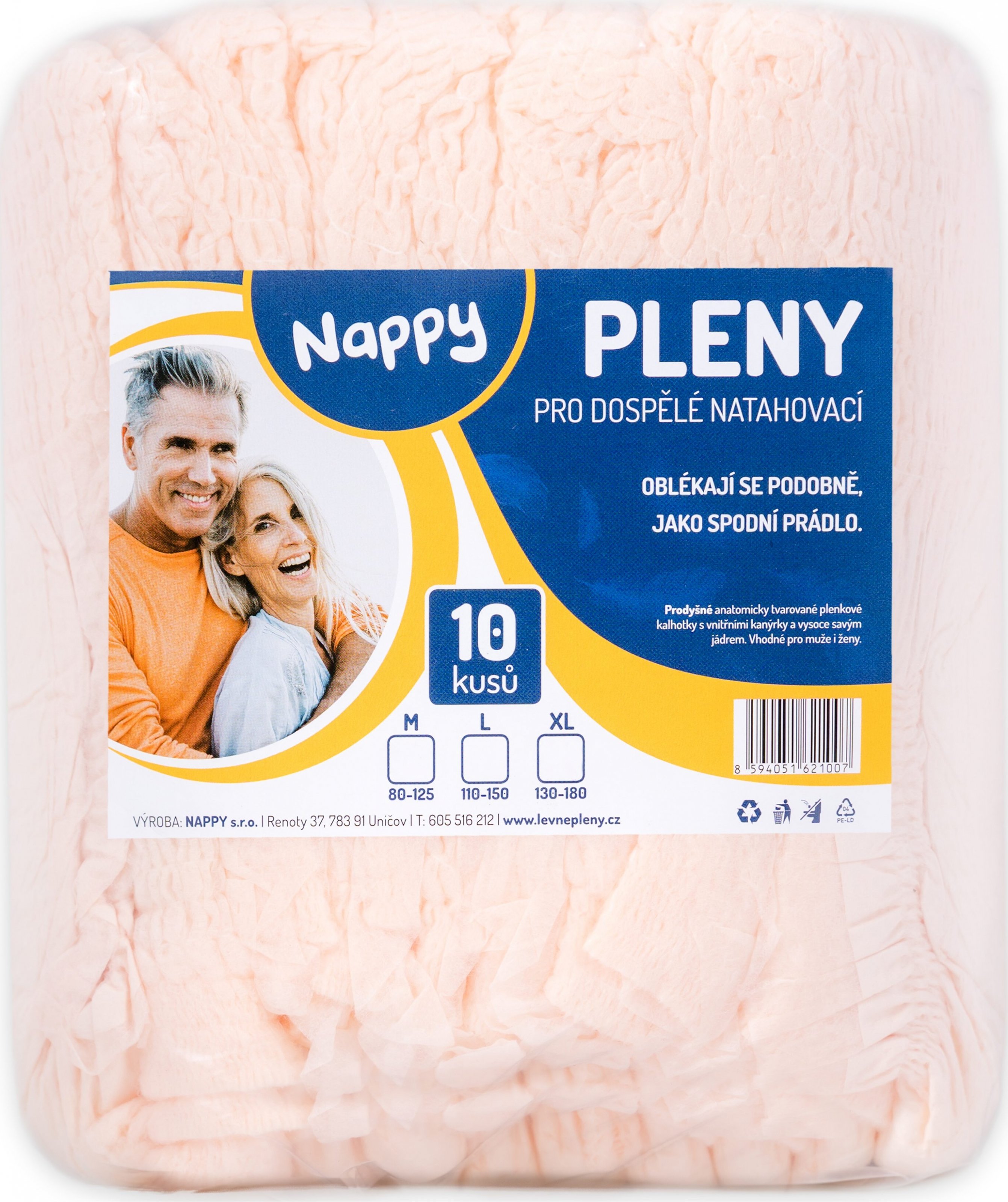 Nappy Inkontinenční kalhotky navlékací XL 10 ks, růžové