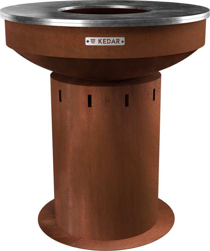 Zahradní cortenový gril na dřevo s ocelovou grilovací plotnou - KEDAR Prim