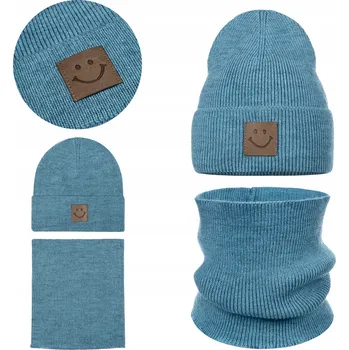 Čepice DĚTSKÁ PODZIMNÍ ZIMNÍ SOUPRAVA - TEPLÁ - VELIKOST 40-48 - TYRKYSOVÁ