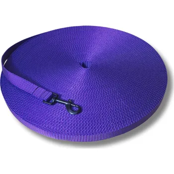 Vodítko pro psa Stopovací vodítko Clasic pro střední plemena - FIALOVÁ, 20 mm, 5 m, Karabina 81 mm - pro střední plemena - černá