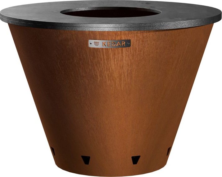 Zahradní ohniště a gril z Cortenu s ocelovou grilovací plotnou - KEDAR Mono