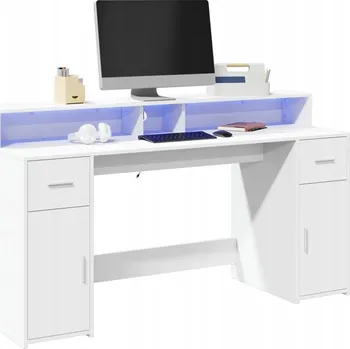 Psací stůl VidaXL Psací stůl s LED osvětlením, bílý, 160 x 55 x 91 cm