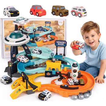 autodráha ZÁKLADNA VESMÍRNÁ STANICE AUTODRÁHA MARŤANSKÁ RAKETA AUTA PRO DĚTI 3+