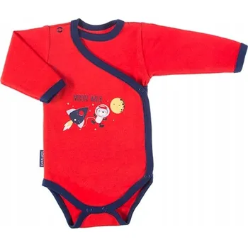 Kojenecký body EEVI Kojenecké body dl. rukáv, zapínání bokem Cosmos - červené s potiskem Velikost: 56 (1-2m)