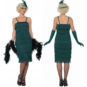 Kostým retro 3 dílný, 20. léta, flapper, zelený, S