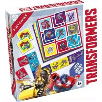 Desková hra Společenská hra Transformers. Hra 3v1 Loto-Domino-Pexeso Tactic Games