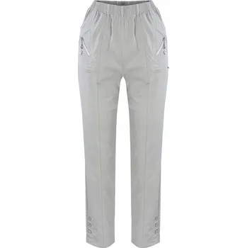 Dámské kalhoty Pohodlné elastické dámské kalhoty s gumou rovného střihu (Šedé) 42