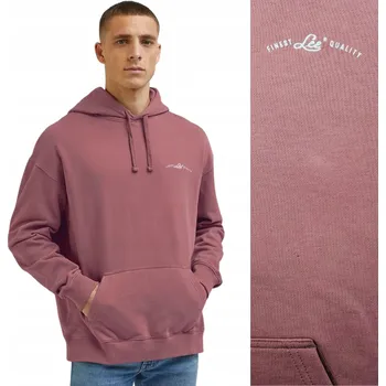 Pánská mikina Lee PLAIN RELAXED HOODIE Henna volná bavlněná mikina s kapucí (klokanka) M