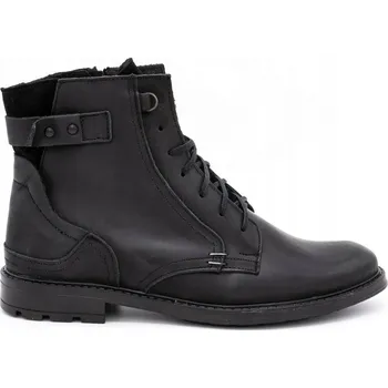 Pánská zimní obuv Pánské zimní boty POLSKÉ kožené kotníkové boty černé zateplené velikost 42