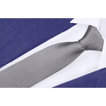 Kravata KLASICKÁ ŽAKÁROVÁ Kravata 7cm Pánská s Puntíky ke Kostýmu Šedá rc16