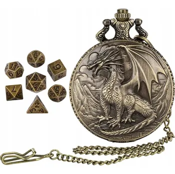 Příslušenství k deskovým hrám HODINKY KRABIČKA ZLODĚJ KOSTEK + STŘÍBRNÁ MALÁ SADA 7 KOVOVÝCH KOSTEK