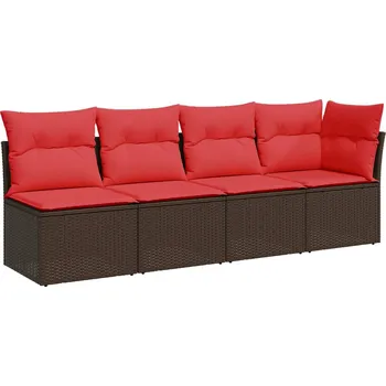 Zahradní sestava vidaXL Zahradní pohovka s poduškami 4místná polyratan [366227] Barva: Hnědá