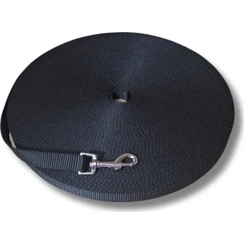 Vodítko pro psa Stopovací vodítko Clasic pro střední plemena - ČERNÁ, 20 mm, 5 m, Karabina 82 mm - pro střední plemena - pochromováno