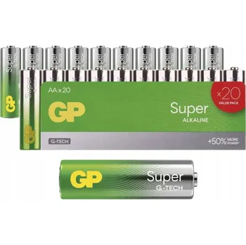 Článková baterie Alkalické baterie AA / LR6 GP Super Alkaline G-TECH - 20 kusů