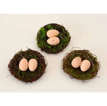 Velikonoční dekorace Hnízdo s mechem a vajíčky
