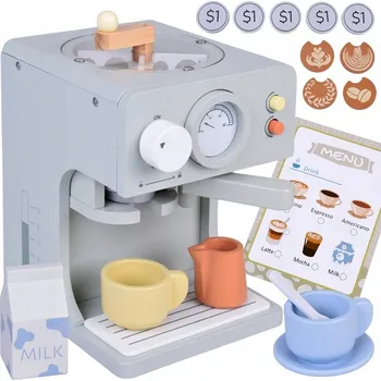 Dřevěná hračka Dřevěný Kávovar - ideální sada pro malého baristu 18 dílů ZA5935