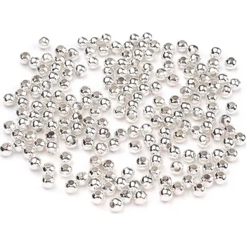 Kovové korálky Ø3 mm, velké, 4 stříbrná světlá