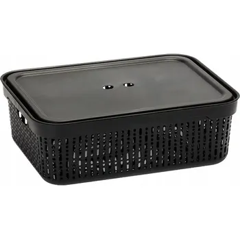 Úložný box KOŠÍK ORGANIZÉR S VÍKEM PROLAMOVANÝ MORSETTA ČERNÝ 39,5×30×13,3cm