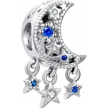 Přívěsek STŘÍBRNÝ PŘÍVĚSEK CHARMS MĚSÍC HVĚZDY KORÁLKY ORIGINÁLNÍ