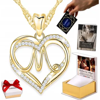 Náhrdelník Náhrdelník Larezo Zlatý Stříbro Pozlacený 925 Zirkon Písmeno M 45 cm