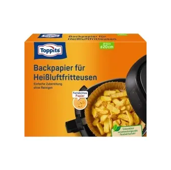 Pečicí papír Toppits kulatý pečicí papír Air Fryer square pro horkovzdušnou fritézu, 20 ks