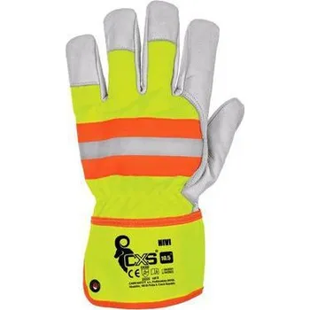 Pracovní rukavice Kožené rukavice CXS Hivi s reflexními prvky, žluté/oranžové