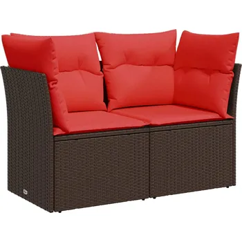 Zahradní sestava vidaXL Zahradní pohovka s poduškami 2místná polyratan [366226] Barva: Hnědá