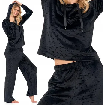 Dámské pyžamo Moraj dámské pyžamo polyester zateplené pohodlné klasické černé velikost M