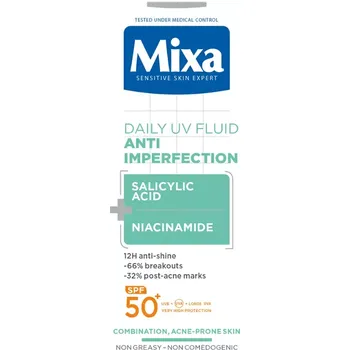 Kosmetika Mixa Denní fluid proti nedokonalostem SPF 50+ 40 ml
