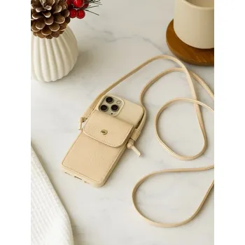 Pouzdro na mobilní telefon Sinsay - Pouzdro na iPhone 13, 14, 15 s popruhem na krk - krémová - 492IT-01X - 492IT-01X-S