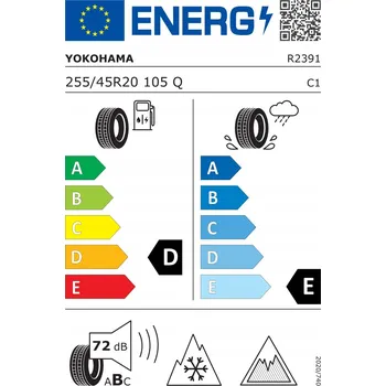 Zimní osobní pneu Yokohama 255/45 R20 105Q XL, Nordic compound, RPB