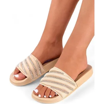 Dámské pantofle ČERNÉ DÁMSKÉ NAZOUVÁKY S CIRKONY ERIKIS 37