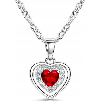 Náhrdelník STŘÍBRNÝ DÁMSKÝ NÁHRDELNÍK SRDCE ŘETÍZEK S PŘÍVĚSKEM STŘÍBRO O RYZOSTI 925