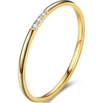 Prsten Zlatý Prstýnek s diamanty a Zirkony Decentní prsten z nerezové Ocel .