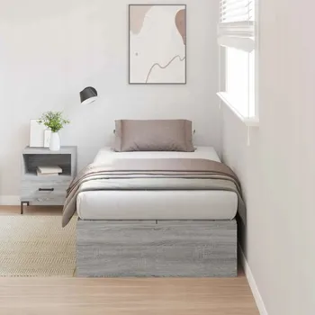 Postel Jednolůžková dřevěná postel VidaXL 90x200 cm, odstíny šedé