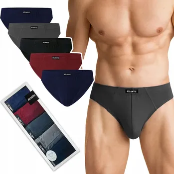 Slipy ATLANTIC 5SMP-001 Pánské sportovní slipy bavlněné 5-BALENÍ - M