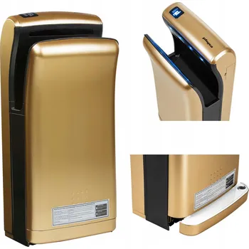 Vysoušeč rukou Elektrický nástěnný osoušeč rukou do kapsy zlatý 1200W Physa Bari gold