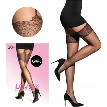 Dámské punčochy GATTA Punčocháče imitace podvazků se švem Lovely 12 20 den černé 4