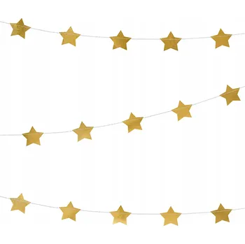 Vánoční dekorace Girlanda Partydeco Hvězdičky 3,6 m zlatá