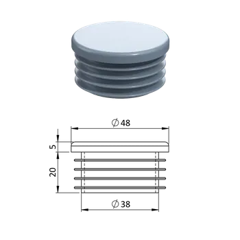 Zábradlí Vnitřní krytka kulatá ø 48,3 mm, plastová, šedá