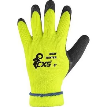 Pracovní rukavice Zimní akrylové rukavice CXS polomáčené v latexu, žluté/černé, vel. 10, bal. 12 ks