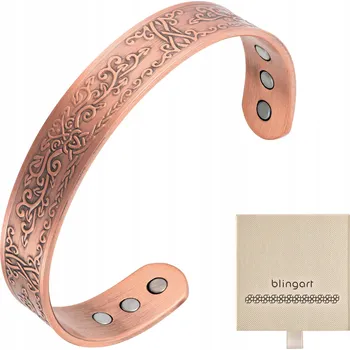 Náramek Pánský náramek měděný magnetický náramek BANGLA YGGDRASIL s ornamenty