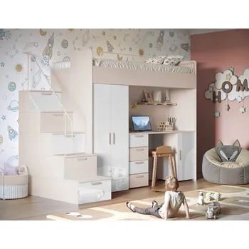 Dětská postel Nábytek PEGAS s.r.o. Patrová postel PARADISE 4S Kašmír Bílá Lesk