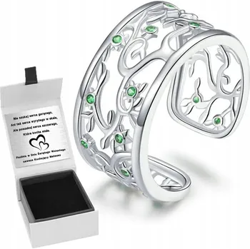 Prsten PRSTÝNEK STŘÍBRNÝ 925 VĚTVIČKY LÍSTKY NASTAVITELNÝ GRAVÍROVÁNÍ