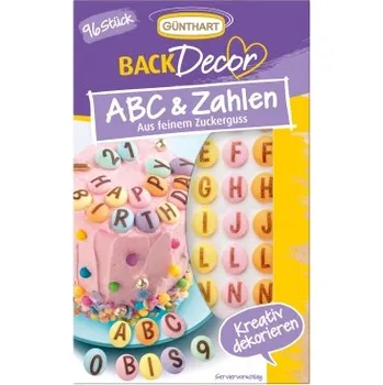Přisada na vaření a pečení Cukrová abeceda a čísla Günthart – Sada 96 ks | Barevné zdobení na dort