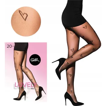 Dámské punčochy GATTA Punčocháče se vzorem na Valentýna srdíčka Lovely 13 20 DEN černé 4