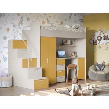 Dětská postel Nábytek PEGAS s.r.o. Patrová postel PARADISE 4S Kašmír Žlutá Curry mat